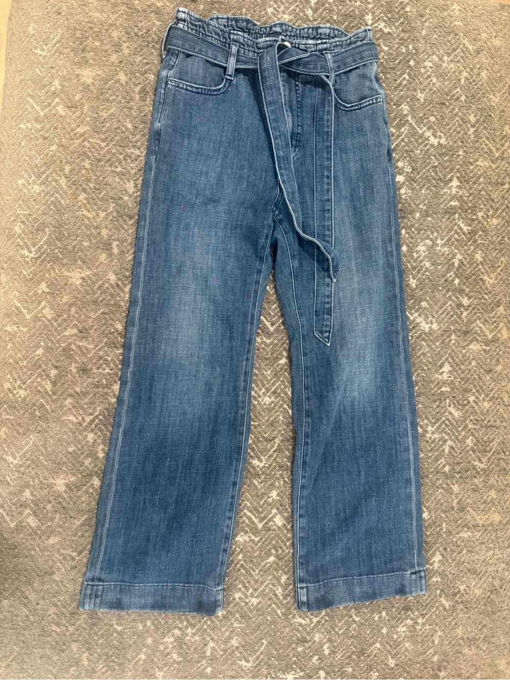 J.Crew Paperbag Waist Belted Cropped Wide Leg Jeans Size 24